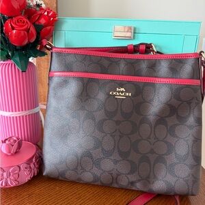 Coach Brown and Red Crossbody Bag